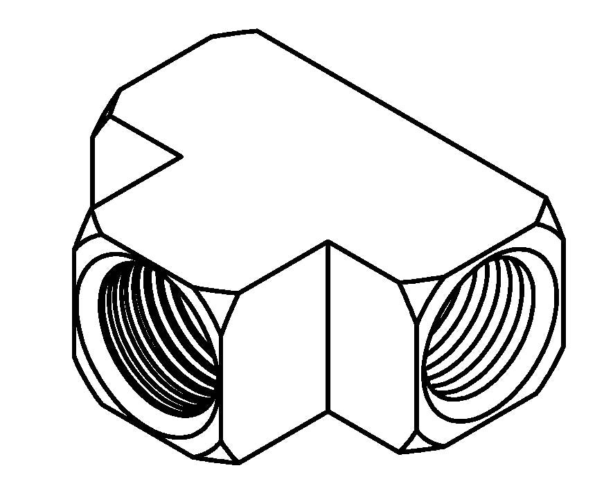 #BQ265 3 Way Tube Tee – 2 3/8 x 24NF + 1/8 NPT