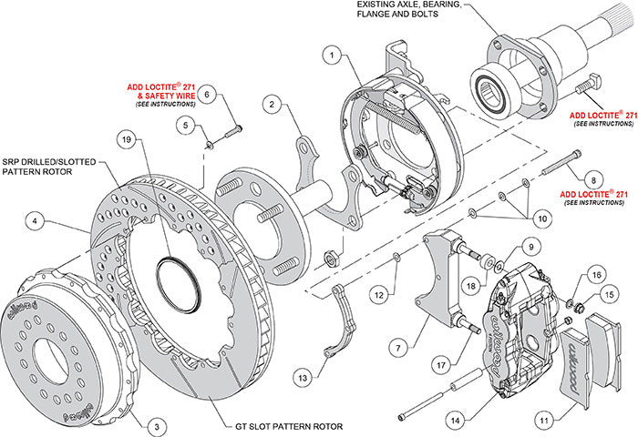 #140-10012-DR Wilwood Forged Narrow Superlite 4R Big Brake Rear Parking Brake Kits